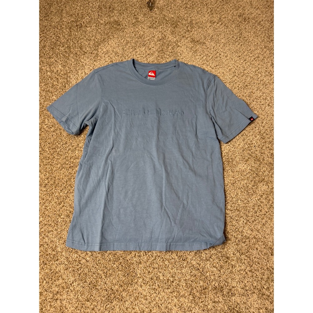 Quiksilver Mens T-Shirt Large Blue Short Sleeve Tonal Graphic Logo Tee